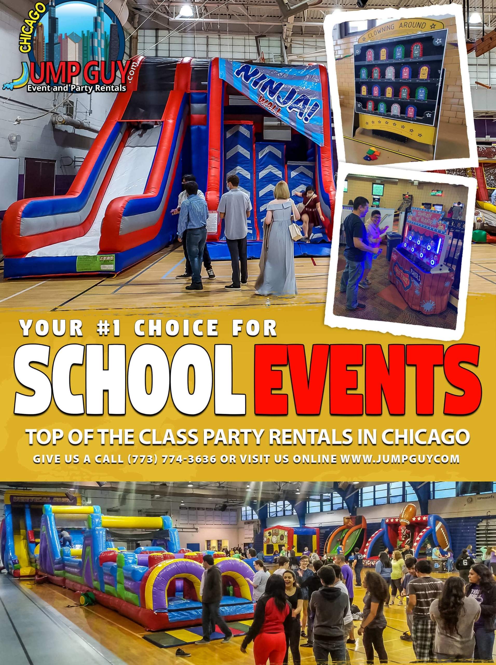 Jump Guy Party Rentals inflatable water slides bounce houses and carnival games for school events and carnivals in Naperville IL