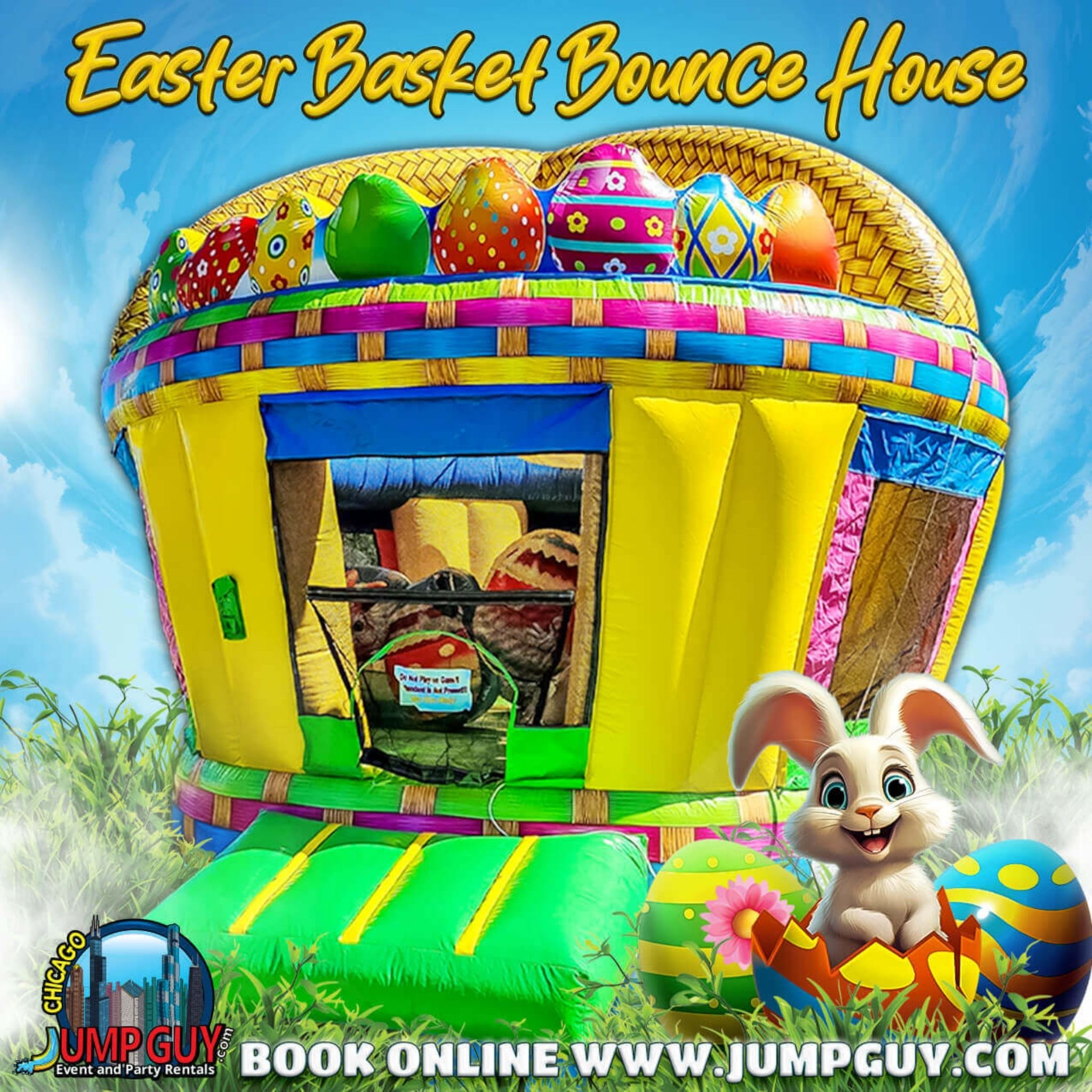 Easter Basket themed inflatable bounce house rental for spring events and school carnivals in Naperville IL