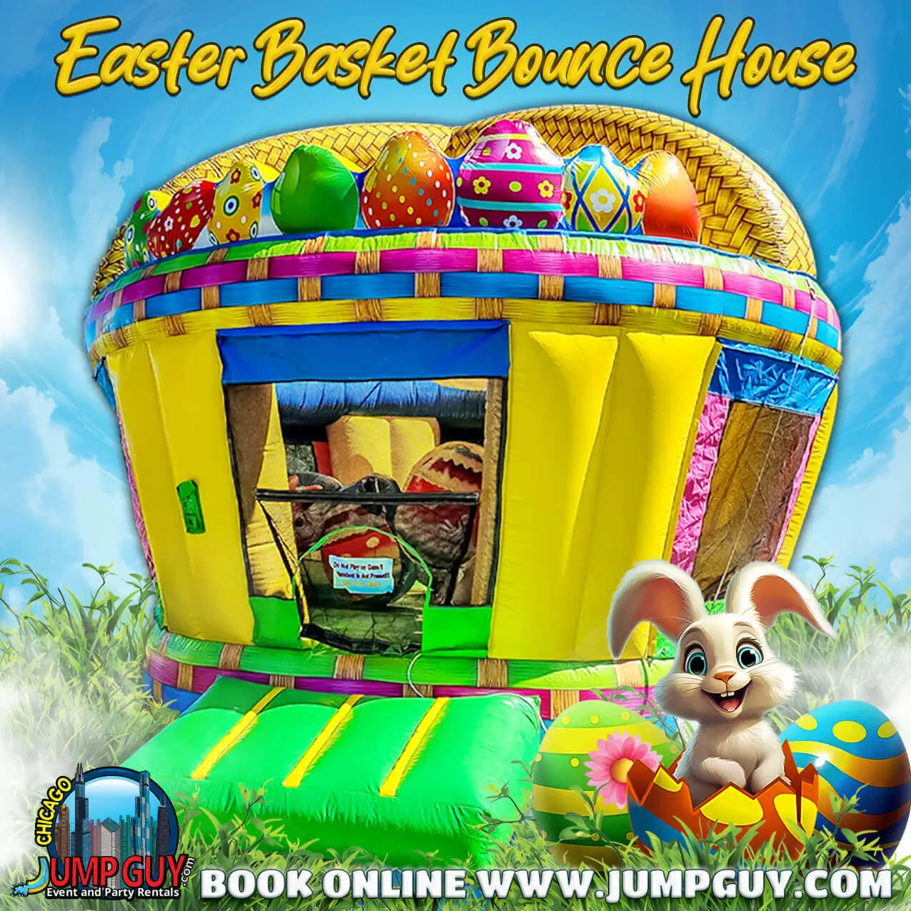 Easter basket themed bounce house rental for birthday parties in Naperville IL